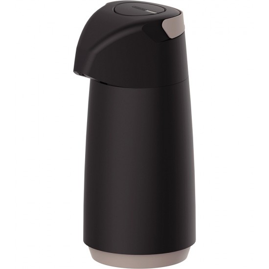 Garrafa Térmica 1 Litro Tramontina Exata Em Plástico Preto Com Bomba e Ampola de Vidro